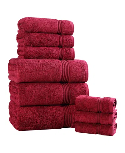 Superior Egyptian Cotton 9-pc. Towel Set In Burgundy
