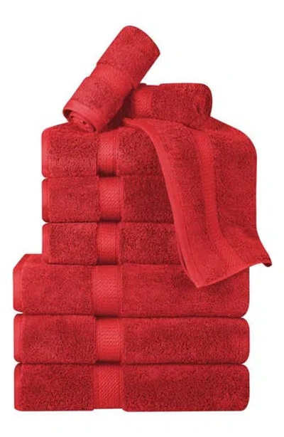 Superior Egyptian Cotton 9-piece Towel Set In Red
