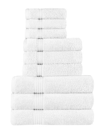 Superior Egyptian Cotton 9pc Highly Absorbent Solid Ultra Soft Towel Set In White