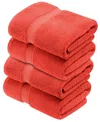 Superior Set Of 4 Egyptian Cotton Plush Heavyweight Absorbent Luxury Soft Bath  Towels In Orange