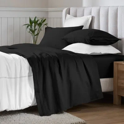 Superior Egyptian Cotton Deep Pocket Solid 650 Thread Count Sheet Set In Black