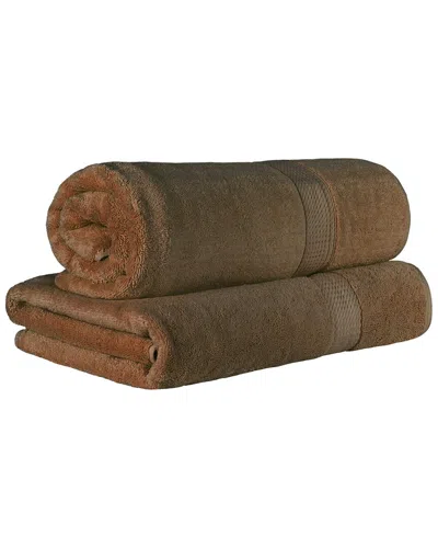 Superior Egyptian Cotton Highly Absorbent 2pc Ultra-plush Solid Bath Sheet Set In Chocolate