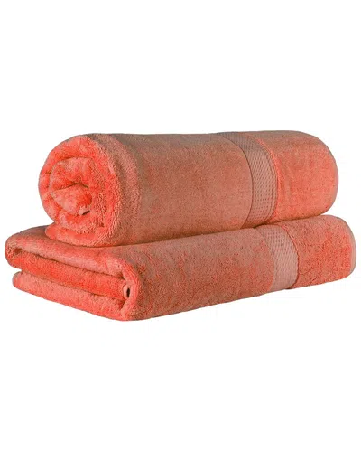 Superior Egyptian Cotton Highly Absorbent 2pc Ultra-plush Solid Bath Sheet Set In Coral