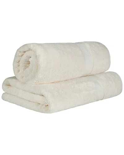 Superior Egyptian Cotton Highly Absorbent 2pc Ultra-plush Solid Bath Sheet Set In Cream