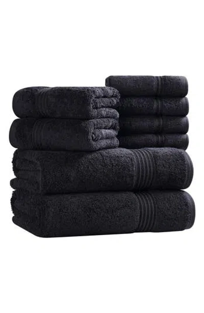 Superior Egyptian Cotton Highly Absorbent Solid 8-piece Towel Set In Black