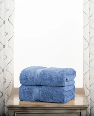 Superior Highly Absorbent Egyptian Cotton 2-piece Ultra Plush Solid Bath Towel Set In Denim Blue