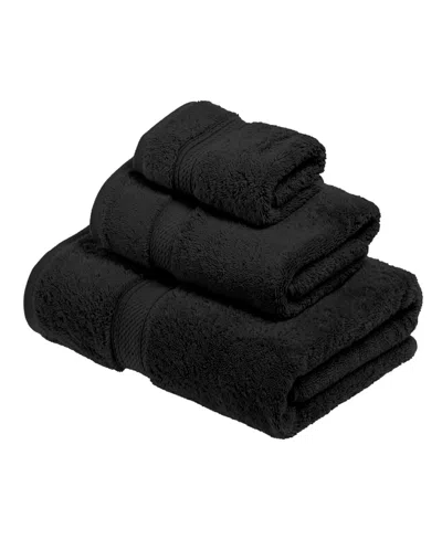 Superior Highly Absorbent Egyptian Cotton 3-piece Ultra Plush Solid Assorted Towel Set Bedding In Black