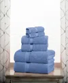 Superior Highly Absorbent 6 Piece Egyptian Cotton Ultra Plush Solid Assorted Bath Towel Set In Denim Blue