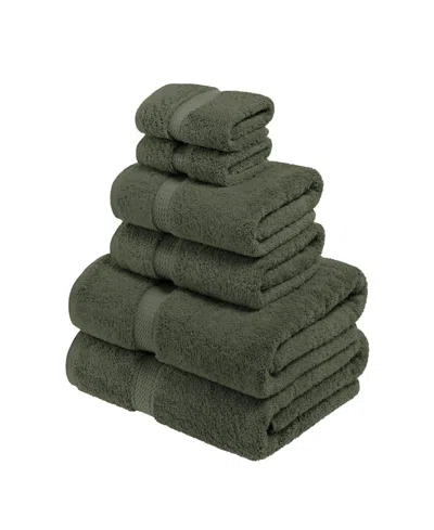 Superior Highly Absorbent 6 Piece Egyptian Cotton Ultra Plush Solid Assorted Bath Towel Set Bedding In Green