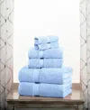 Superior Highly Absorbent 6 Piece Egyptian Cotton Ultra Plush Solid Assorted Bath Towel Set In Light Blue