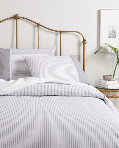 Superior Embroidered Riverton Striped 3pc Duvet Cover Set