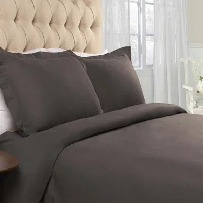 Superior Flannel Cotton Modern Classic Fuzzy Duvet Cover Set With Pillow Shams In Charcoal