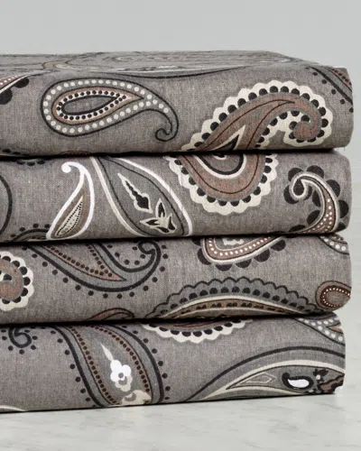 Superior Flannel Deep Pocket Paisley Sheet Set In Gray