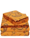 Superior Flannel Paisley Printed Sheet Set In Gold