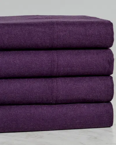 Superior Flannel Solid Deep Pocket Sheet Set In Purple