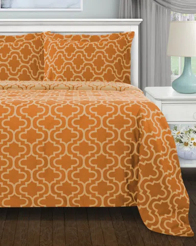 Superior Flannel Trellis Deep Pocket Sheet Set In Orange