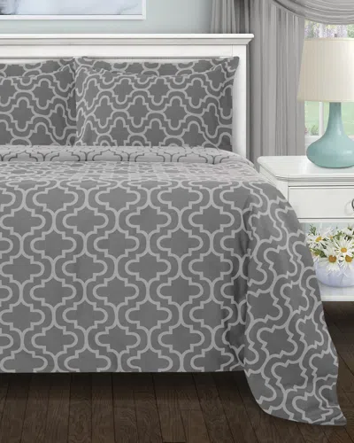 Superior Flannel Trellis Deep Pocket Sheet Set In Gray