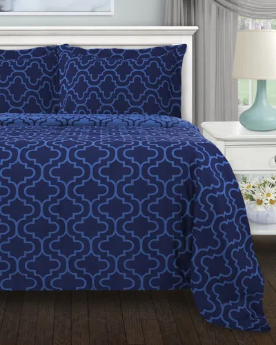 Superior Flannel Trellis Deep Pocket Sheet Set In Blue