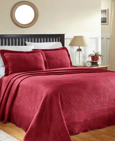 Superior Geometric Fret Textured Jacquard Matelasse All-season 2-piece Bedspread Set, Twin In Burgundy