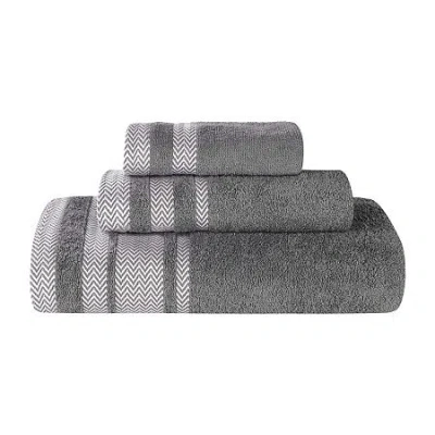 Superior Hays Collection | 100% Cotton 3-pc. Quick Dry Solid Bath Towel Set In Gray