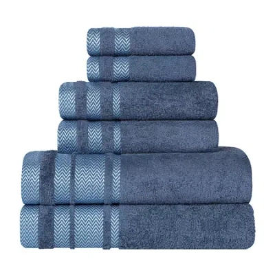 Superior Hays Collection | 100% Cotton 6-pc. Quick Dry Solid Bath Towel Set In Blue