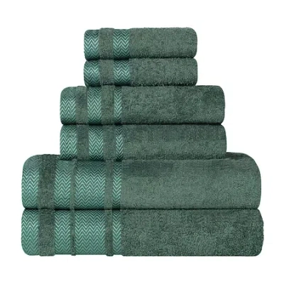 Superior Hays Collection | 100% Cotton 6-pc. Quick Dry Solid Bath Towel Set In Green
