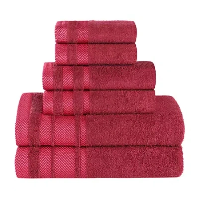 Superior Hays Collection | 100% Cotton 6-pc. Quick Dry Solid Bath Towel Set In Red