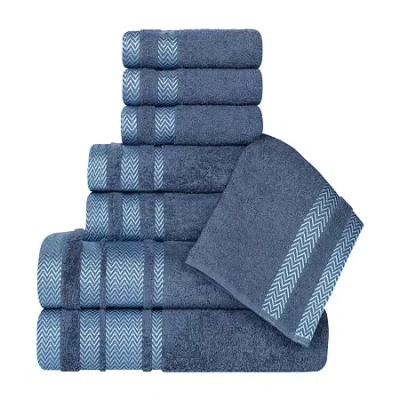 Superior Hays Collection | 100% Cotton 8-pc. Quick Dry Solid Bath Towel Set In Blue