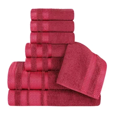 Superior Hays Collection | 100% Cotton 8-pc. Quick Dry Solid Bath Towel Set In Red