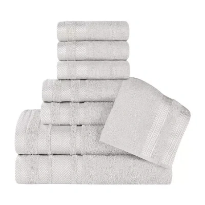 Superior Hays Collection | 100% Cotton 8-pc. Quick Dry Solid Bath Towel Set In Silver