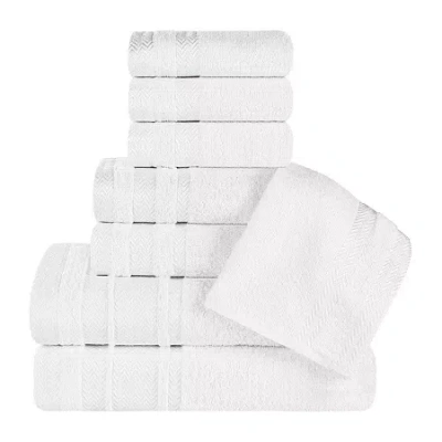 Superior Hays Collection | 100% Cotton 8-pc. Quick Dry Solid Bath Towel Set In White
