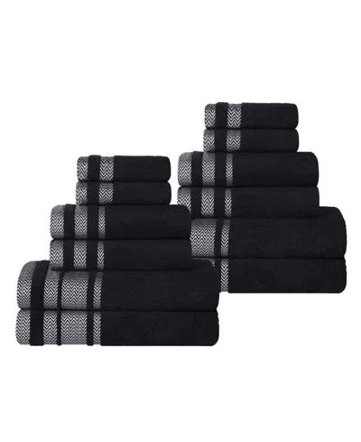Superior Hays Cotton Absorbent Quick Dry 12-piece Towel Set In Black