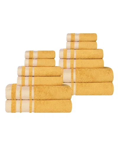Superior Hays Cotton Absorbent Quick Dry 12-piece Towel Set In Gold