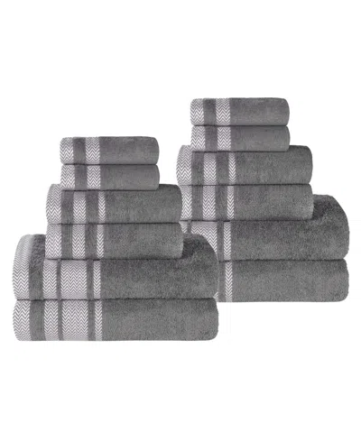 Superior Hays Cotton Absorbent Quick Dry 12-piece Towel Set In Gray