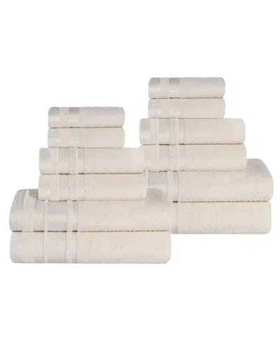 Superior Hays Cotton Absorbent Quick Dry 12-piece Towel Set In Ivory