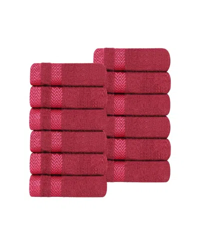 Superior Hays Cotton Absorbent Quick Dry 12-piece Washcloth Set In Red