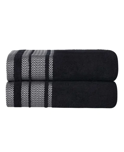 Superior Hays Cotton Absorbent Quick Dry 2-piece Bath Sheet Set In Black