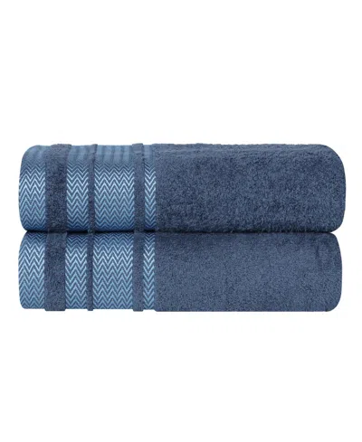 Superior Hays Cotton Absorbent Quick Dry 2-piece Bath Sheet Set In Navy Blue