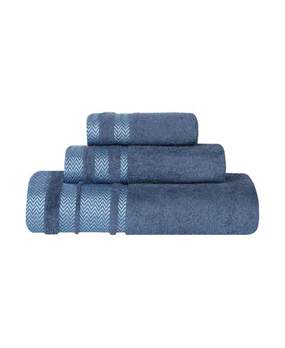 Superior Hays Cotton Absorbent Quick Dry 3-piece Towel Set In Navy Blue