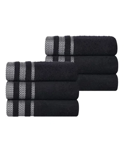 Superior Hays Cotton Absorbent Quick Dry 6-piece Hand Towel Set In Black