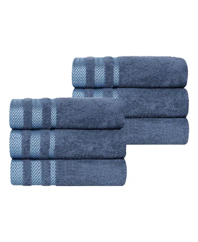 Superior Hays Cotton Absorbent Quick Dry 6-piece Hand Towel Set In Navy Blue