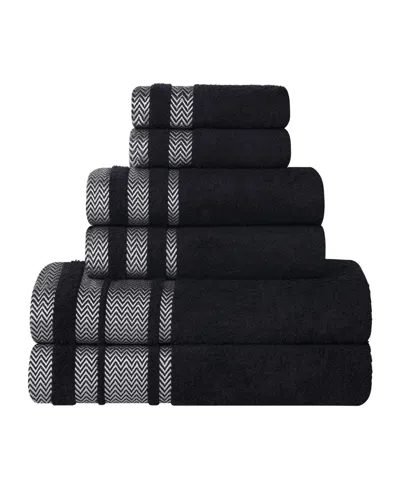 Superior Hays Cotton Absorbent Quick Dry 6-piece Towel Set In Black