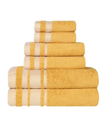 Superior Hays Cotton Absorbent Quick Dry 6-piece Towel Set In Gold