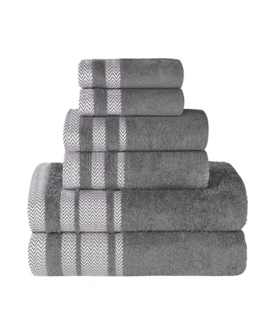 Superior Hays Cotton Absorbent Quick Dry 6-piece Towel Set In Gray