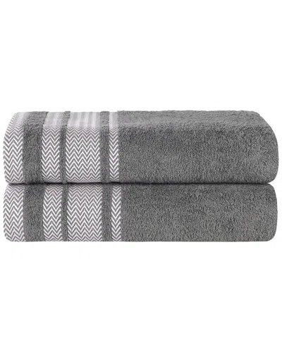 Superior Hays Cotton Solid Absorbent Medium Weight Bath Towels Set In Gray