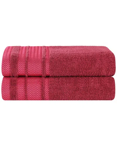 Superior Hays Cotton Solid Absorbent Medium Weight Bath Towels Set In Red