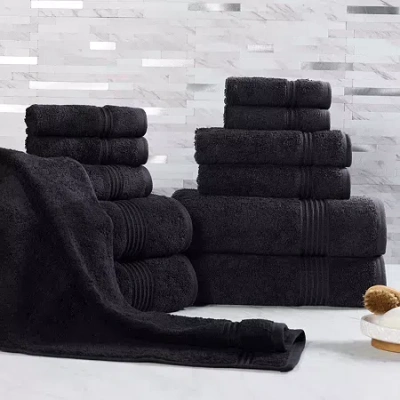 Superior Heritage Collection | 100% Egyptian Cotton 12-pc. Quick Dry Solid Bath Towel Set In Black
