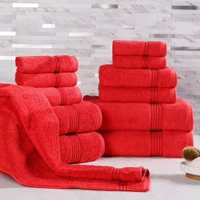 Superior Heritage Collection | 100% Egyptian Cotton 12-pc. Quick Dry Solid Bath Towel Set In Red
