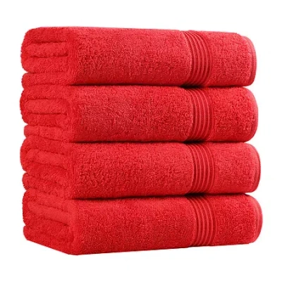 Superior Heritage Collection | 100% Egyptian Cotton 4-pc. Quick Dry Bath Towel In Red