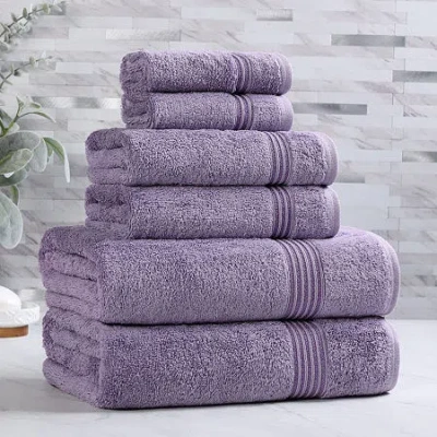 Superior Heritage Collection | 100% Egyptian Cotton 6-pc. Quick Dry Solid Bath Towel Set In Purple